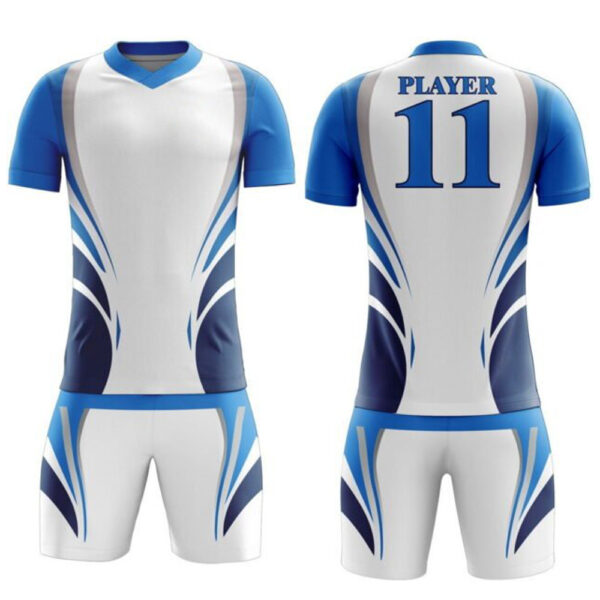 soccer uniform blue and white